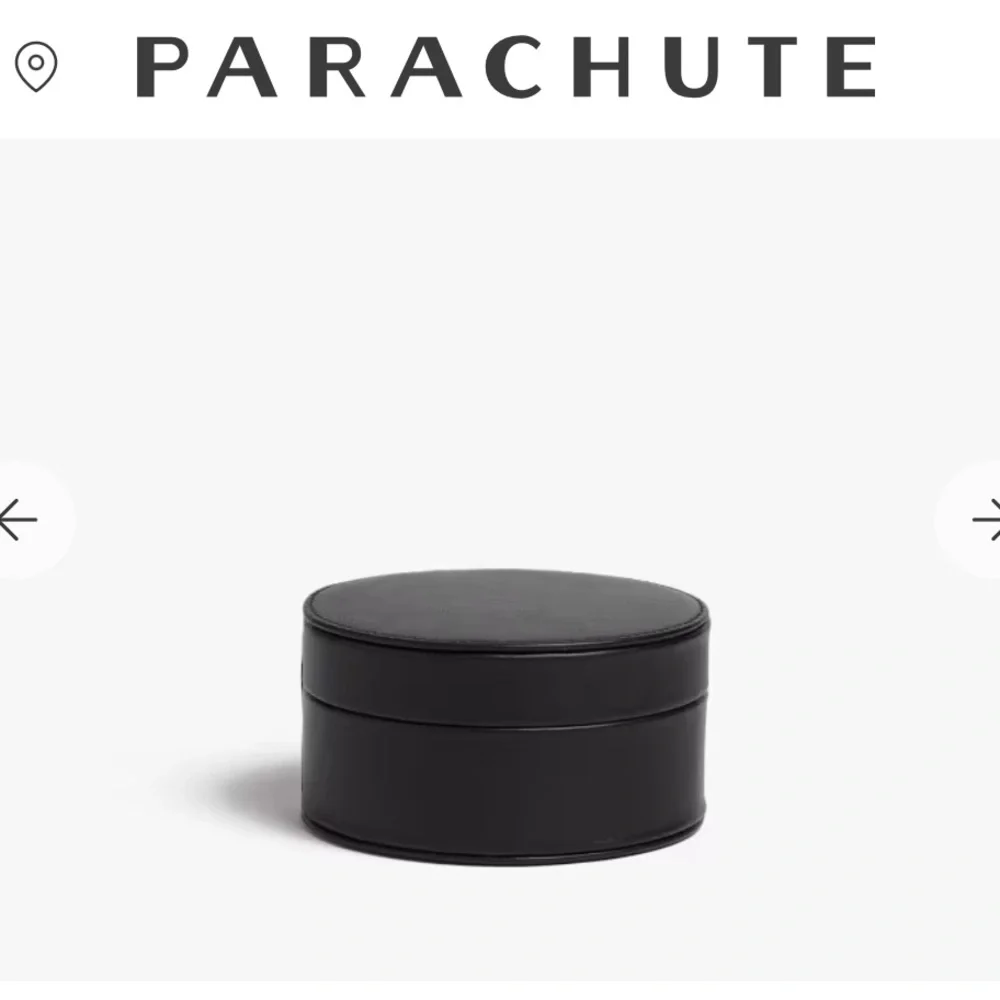 PARACHUTE EUC Black Leather Round Cord Keeper Case Box - Picture 5 of 6